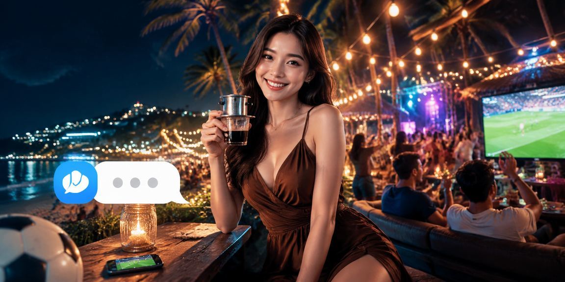 Người chơi xem kèo thể thao tại Phú Quốc với ly cà phê